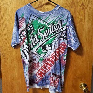 Vtg 1991 World Series Champs Minnesota Twins T-Shirt Men’s M All Over Print